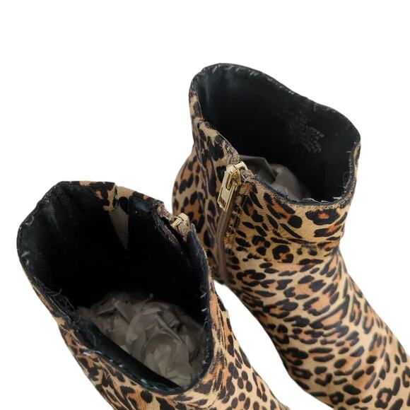 Steven Steve Madden Size 6 Wes Leopard Print Calf Hair Leather Booties Ankle Zip - Picture 8 of 8